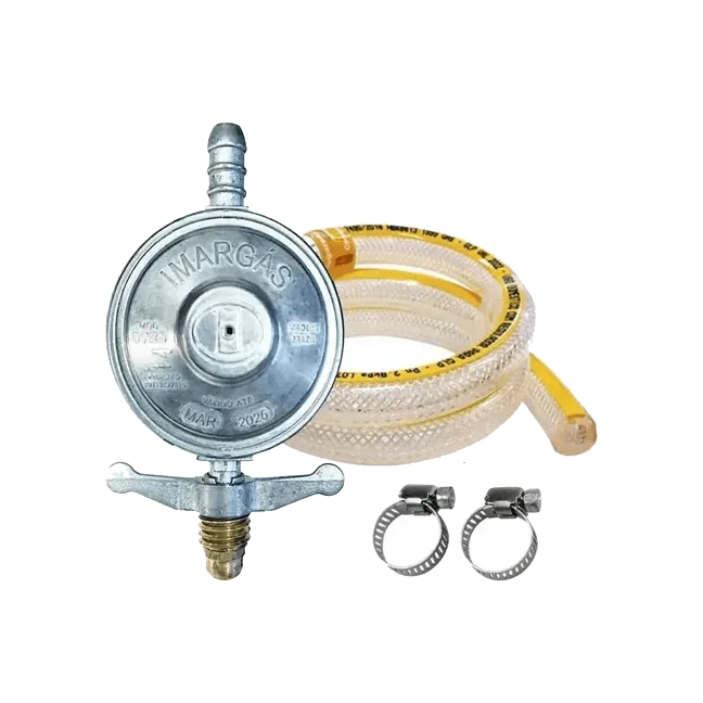 Kit de Registro De Gás De Cozinha Regulador Mangueira + Abraçadeira
