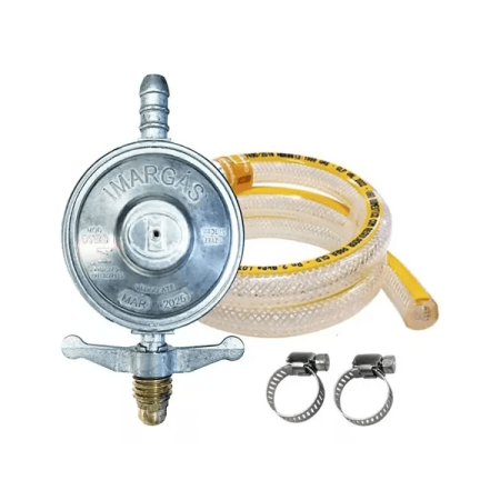 Kit de Registro De Gás De Cozinha Regulador Mangueira + Abraçadeira