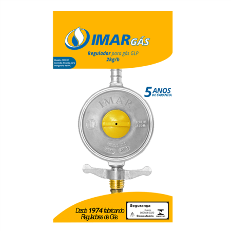 Regulador para gás GLP com vazão de 2kg para mangueira de PVC