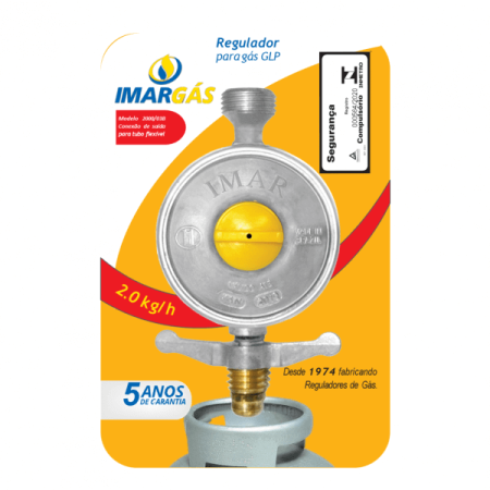 Regulador para gás GLP com vazão de 2kg para tubo flexível